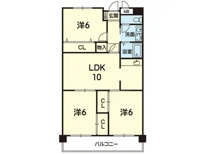 クオリア尾ノ上(3LDK/2階)の間取り写真