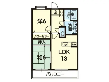 ダイイチライフ弐番館(2LDK/2階)の間取り写真