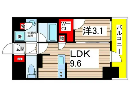 オーパスレジデンス千葉駅前(1LDK/8階)の間取り写真