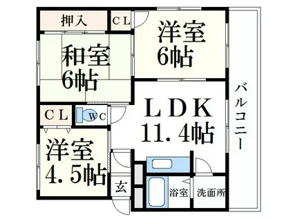 サンエステート(3LDK/3階)の間取り写真