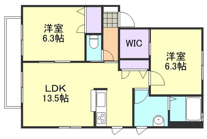 アネシス・アイC棟(2LDK/2階)の間取り写真