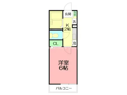 小田急江ノ島線 六会日大前駅 徒歩9分 2階建 築22年(1K/1階)の間取り写真