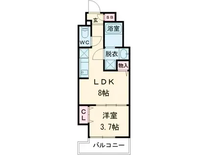 クローバー・レジデンスNAKAMOZU(1LDK/10階)の間取り写真