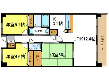 コンフォールアビタシオン(3LDK/1階)の間取り写真