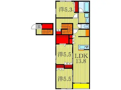 グリーンヒル(3LDK/2階)の間取り写真