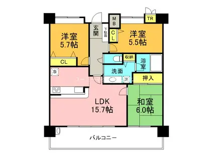 D′クラディア西田(3LDK/2階)の間取り写真