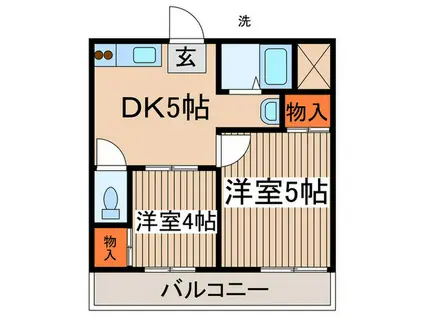 レジデンス多摩A(2DK/2階)の間取り写真
