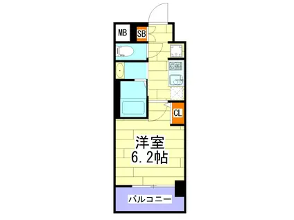 エステムコート新大阪XIIアイシー(1K/6階)の間取り写真