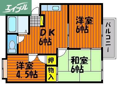ラ・セーヌ白石(3DK/2階)の間取り写真