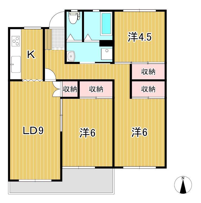 Kマンション(3LDK/3階)の間取り写真