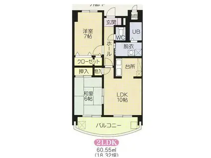 鹿児島スタービル(2LDK/6階)の間取り写真