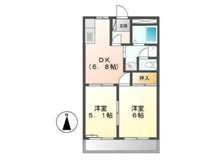 ノーブルタウン新栄(2DK/2階)の間取り写真