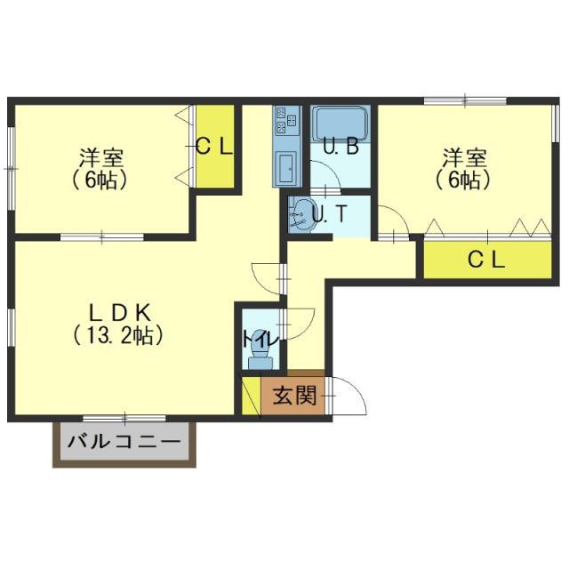 ビューハイツヒロ(2LDK/2階)の間取り写真