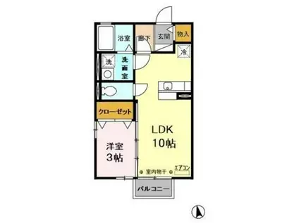 カーサ・ヴィオラA(1LDK/2階)の間取り写真