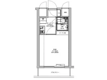 リバービューハイツII(1K/8階)の間取り写真