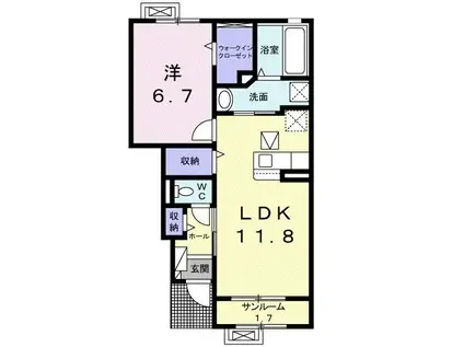 メルヴェーユ II(1LDK/1階)の間取り写真