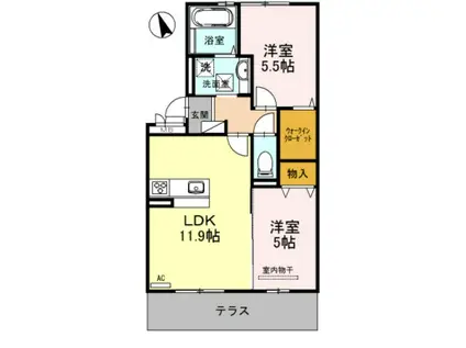 シャルマン(2LDK/1階)の間取り写真