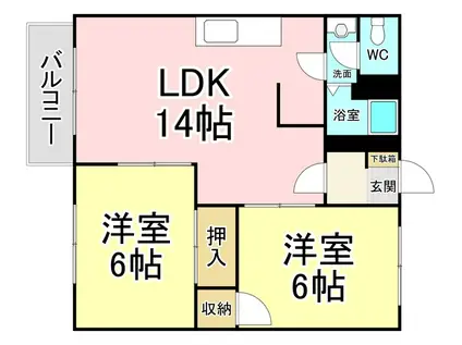 米倉ビル(2LDK/3階)の間取り写真