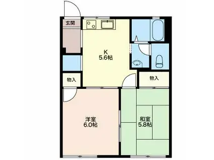 コーポラス梅田(2K/1階)の間取り写真