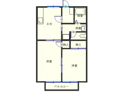 リヴェールJ V(2DK/1階)の間取り写真