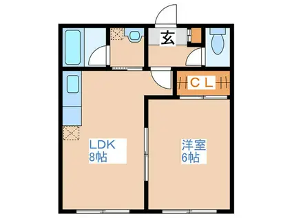 ウイングコート(1LDK/4階)の間取り写真