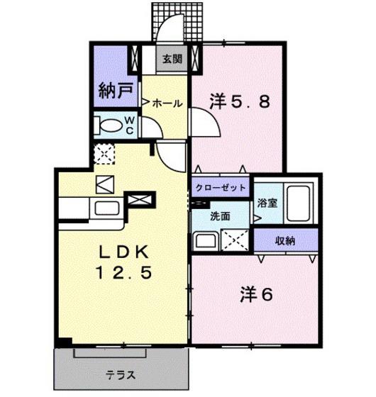 アンジェリークガーデン(2LDK/1階)の間取り写真