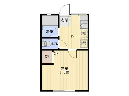 シテイハイム ホソカワA(1K/2階)の間取り写真