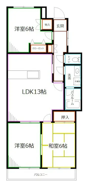 サンライズ中瀬 3階階 間取り