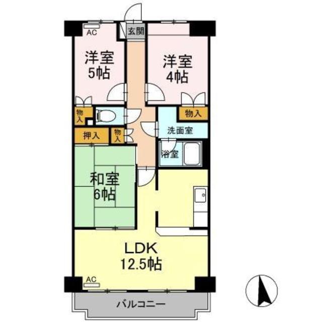 AMOURナメリ(3LDK/2階)の間取り写真