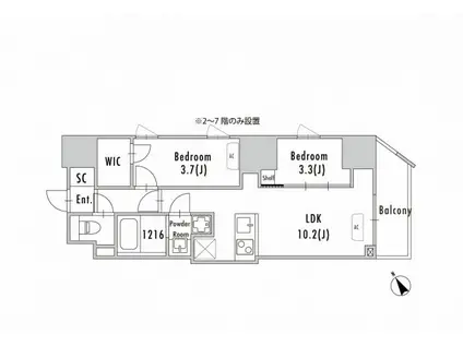 GRAN PASEO 蔵前II(2LDK/5階)の間取り写真