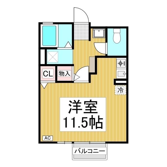 クレアール(ワンルーム/1階)の間取り写真
