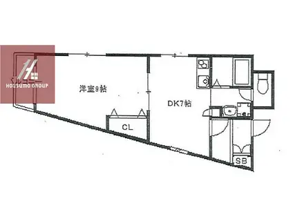 プリンスコート(1DK/4階)の間取り写真