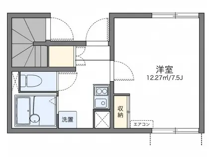 レオネクストケーズキューブ川名(1K/1階)の間取り写真