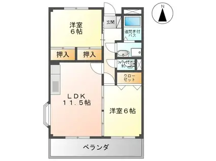 リンピアあっぷる(2LDK/2階)の間取り写真