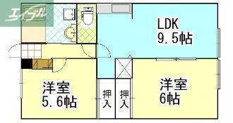 フレグランスK(2LDK/2階)の間取り写真