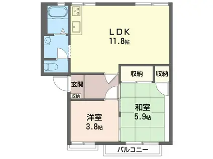 エクセルひかり(2LDK/2階)の間取り写真