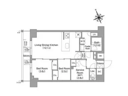 コンフォリア東葛西(2SLDK/4階)の間取り写真