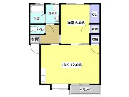 ハイツサンジノ(1LDK/1階)の間取り写真