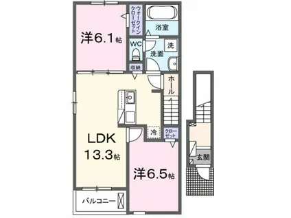 アウレリッソA(2LDK/2階)の間取り写真