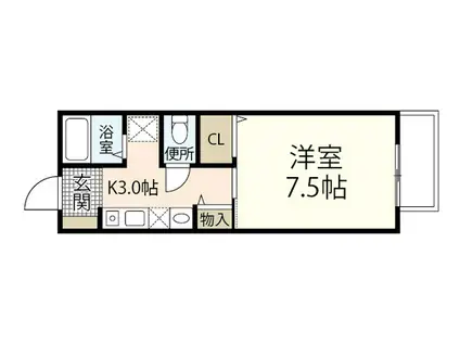 セレスト瀬の川(1K/2階)の間取り写真