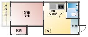 コーポあおき3(1DK/4階)の間取り写真