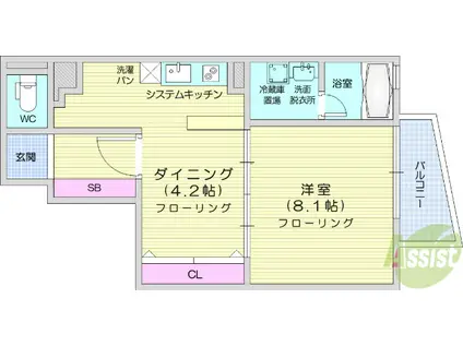 ヴィアーレ木ノ下二丁目(1DK/2階)の間取り写真