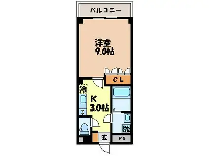 WALKERAP(1K/1階)の間取り写真