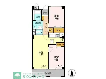 ル・モンテストS(2LDK/1階)の間取り写真