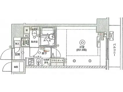 フェニックス横濱関内BAY GAIA(1K/2階)の間取り写真