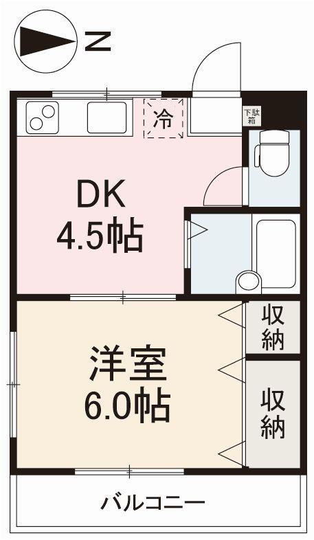 シンプルハイツ(1DK/2階)の間取り写真