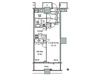 THE TOKYO TOWERS MIDTOWER(1LDK/11階)の間取り写真