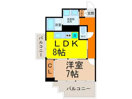 センチュリーパーク八熊(1LDK/4階)の間取り写真