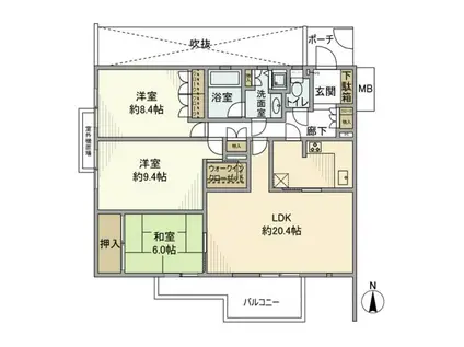 パーク・コート御影(3LDK/2階)の間取り写真
