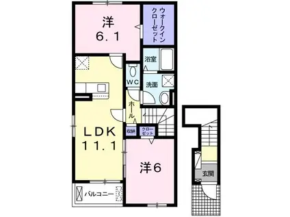 ブリリアント I(2LDK/2階)の間取り写真